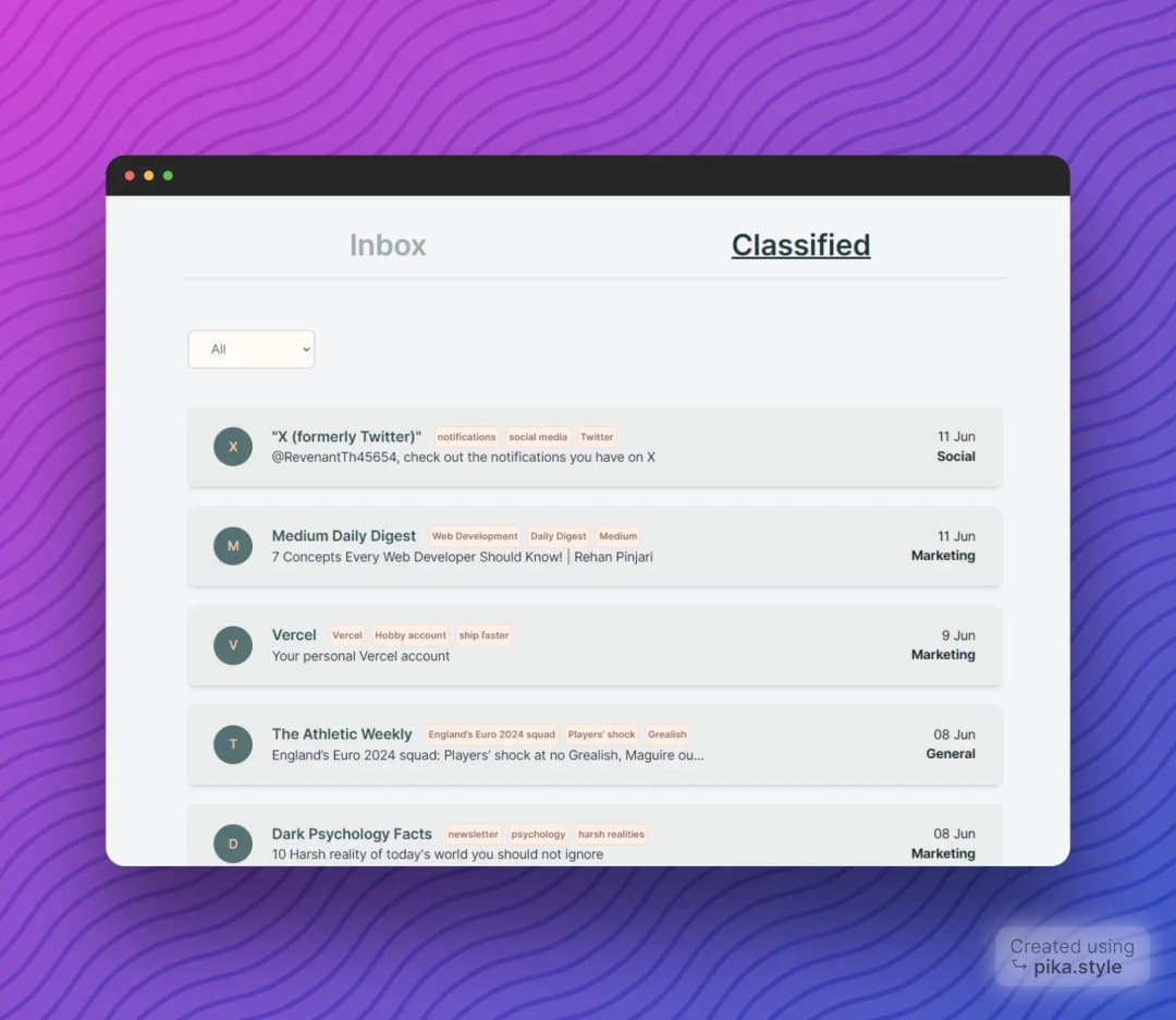 Classify Email preview